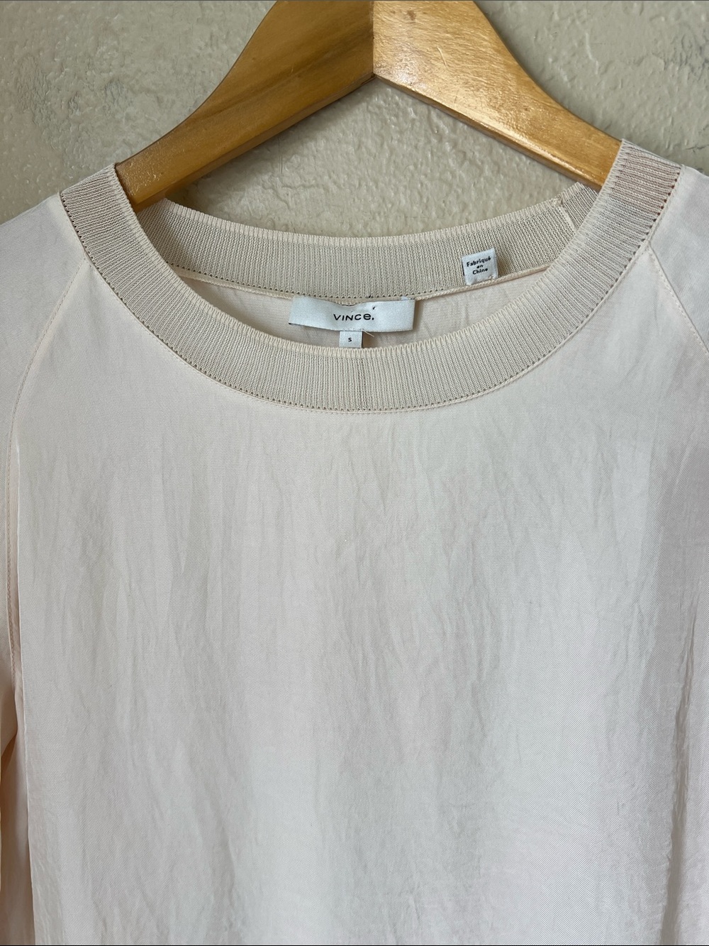 Vince cream long sleeve crew neck blouse S - Picture 3 of 8